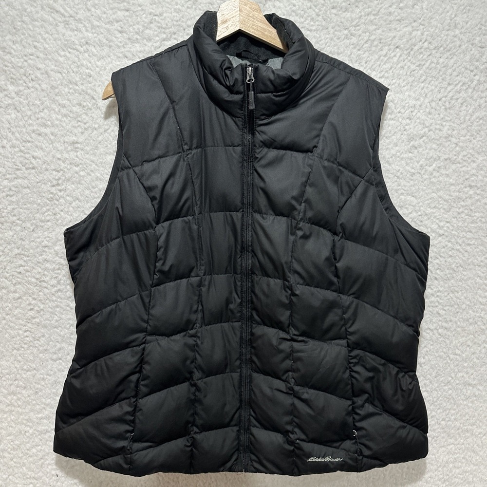 Eddie Bauer EB650 Lightweight Packable Down Puffer Black Vest Women's Size 2XL